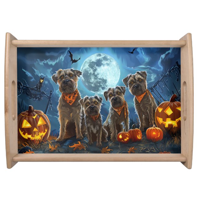 Chesapeake Bay Terrier Halloween Spooky Serving Tray (Front)