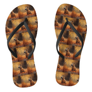 Chesapeake Bay Terrier in Autumn Leave             Flip Flops