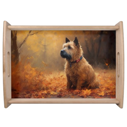 Chesapeake Bay Terrier in Autumn Leave             Serving Tray