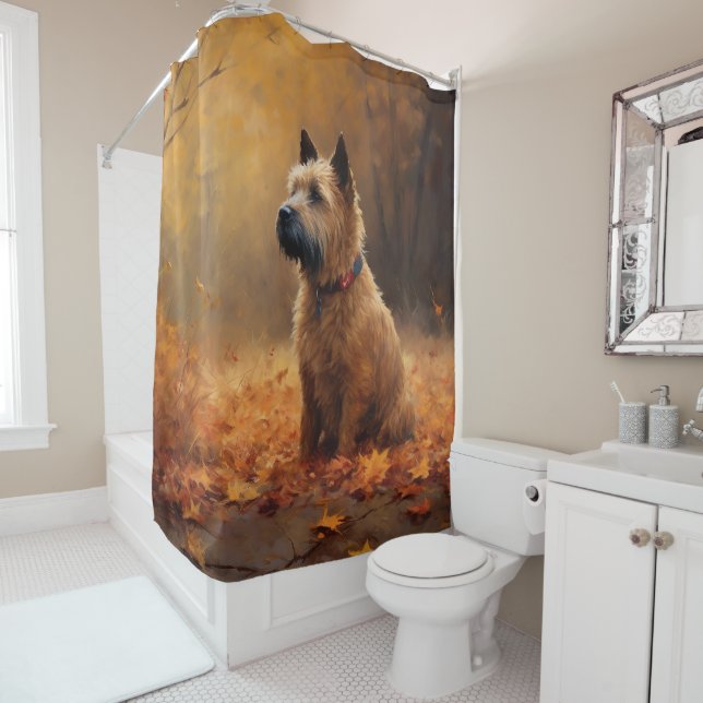 Chesapeake Bay Terrier in Autumn Leave             Shower Curtain (In Situ)