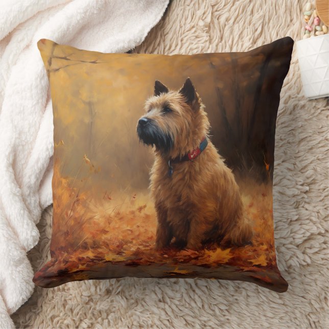 Chesapeake Bay Terrier in Autumn Leave             Throw Pillow (Blanket)