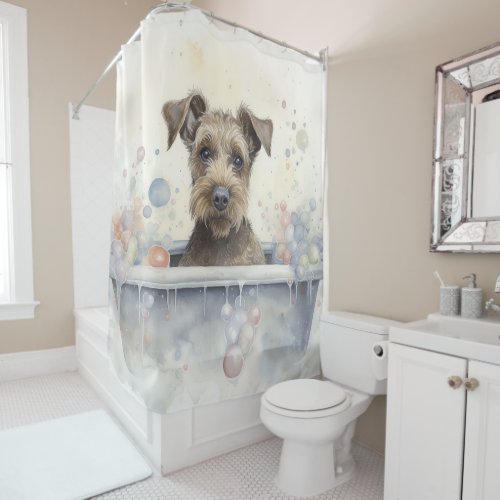 Chesapeake Bay Terrier In Bathtub Watercolor Dog  Shower Curtain