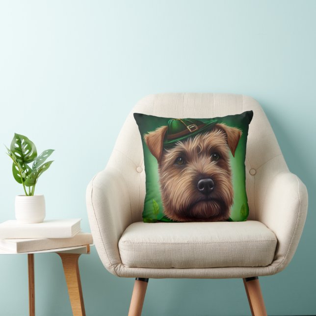 Chesapeake Bay Terrier in St. Patrick's Day Dress Throw Pillow (Chair)