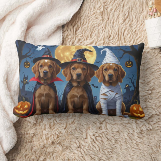 Chesapeake Bay Terrier Pumpkin Halloween Funny Lumbar Pillow (Blanket)