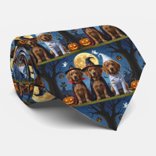 Chesapeake Bay Terrier Pumpkin Halloween Funny Neck Tie