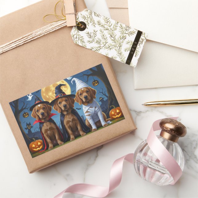 Chesapeake Bay Terrier Pumpkin Halloween Funny Rectangular Sticker (Gifting)