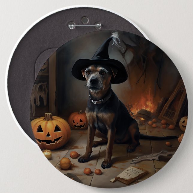 Chesapeake Bay Terrier Pumpkins Halloween Scary  Button (Front & Back)
