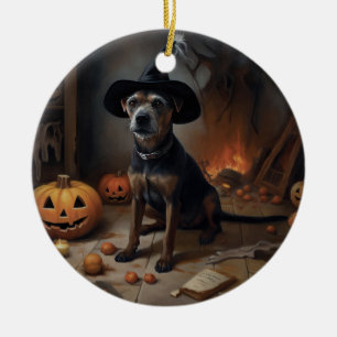 Chesapeake Bay Terrier Pumpkins Halloween Scary Ceramic Ornament