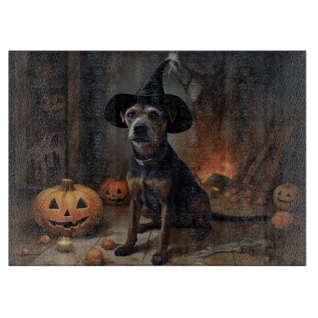 Chesapeake Bay Terrier Pumpkins Halloween Scary  Cutting Board (Front)