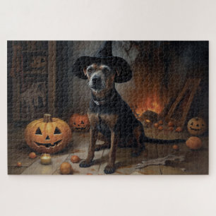 Chesapeake Bay Terrier Pumpkins Halloween Scary Jigsaw Puzzle