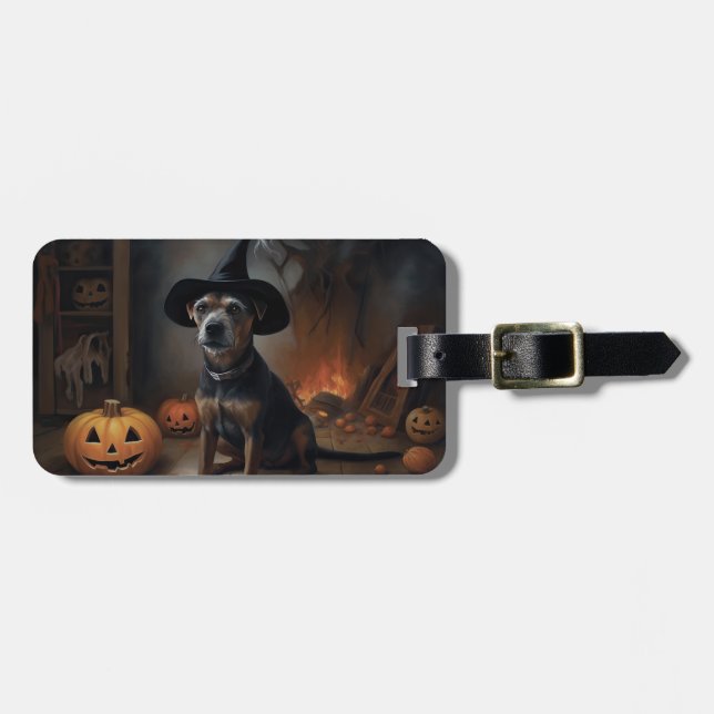 Chesapeake Bay Terrier Pumpkins Halloween Scary  Luggage Tag (Front Horizontal)