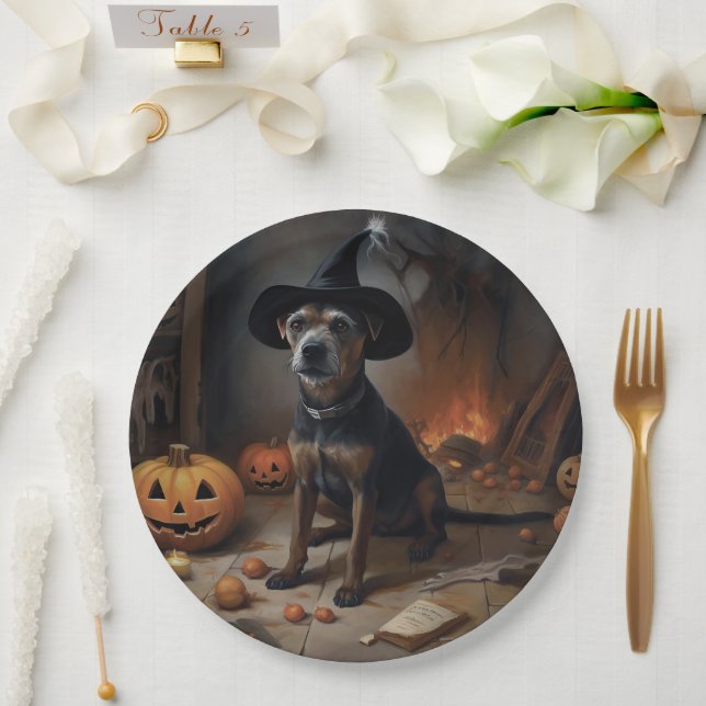 Chesapeake Bay Terrier Pumpkins Halloween Scary  Paper Plates (Wedding)