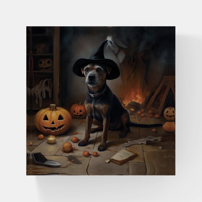 Chesapeake Bay Terrier Pumpkins Halloween Scary  Paperweight (Front)