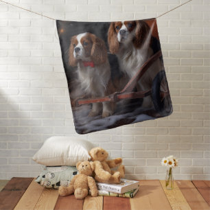 Chesapeake Bay Terrier Snowy Sleigh Christmas Baby Blanket