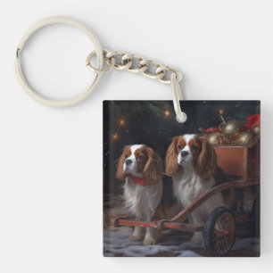 Chesapeake Bay Terrier Snowy Sleigh Christmas Keychain
