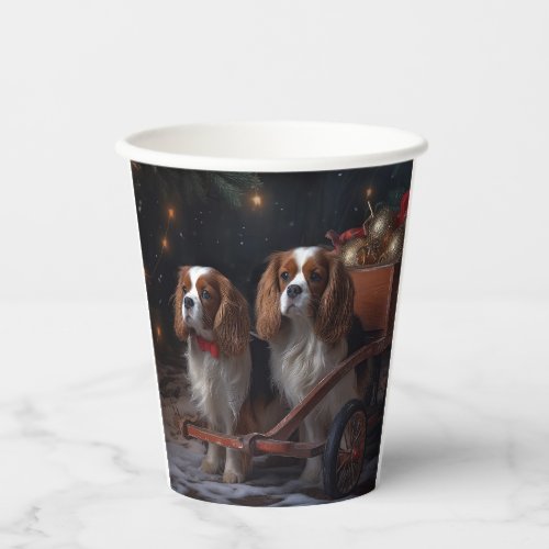 Chesapeake Bay Terrier Snowy Sleigh Christmas Paper Cups