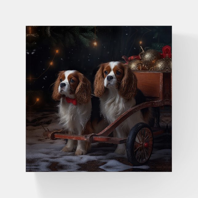 Chesapeake Bay Terrier Snowy Sleigh Christmas Paperweight (Front)