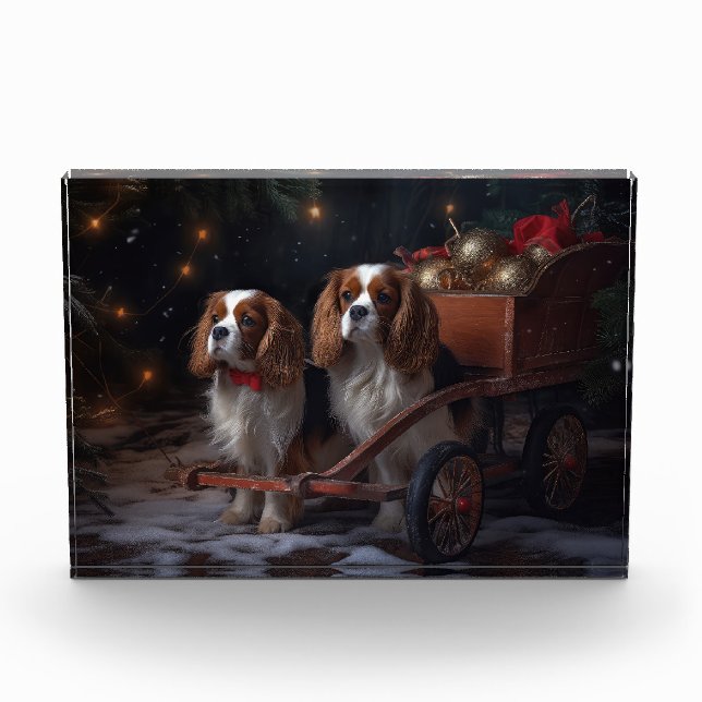 Chesapeake Bay Terrier Snowy Sleigh Christmas Photo Block (Front)