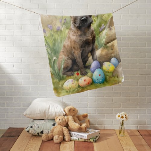 Chesapeake Bay Terrier with Easter Eggs Holiday  Baby Blanket