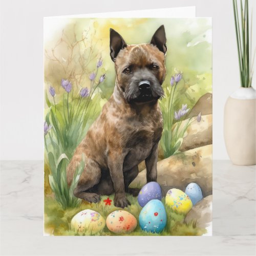 Chesapeake Bay Terrier with Easter Eggs Holiday  Card