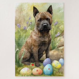 Chesapeake Bay Terrier with Easter Eggs Holiday Jigsaw Puzzle