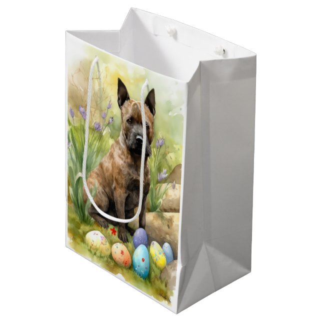 Chesapeake Bay Terrier with Easter Eggs Holiday  Medium Gift Bag (Front Angled)