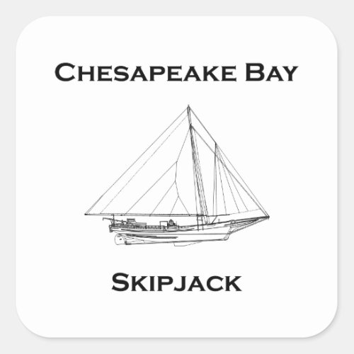 Chesapeake Bay Vintage Skipjack Sailboat Drawing Square Sticker