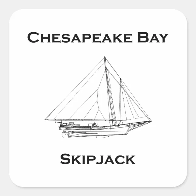 Chesapeake Bay Vintage Skipjack Sailboat Drawing Square Sticker | Zazzle