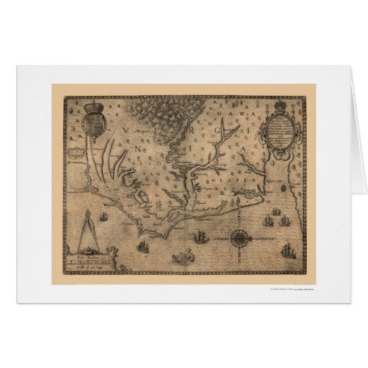 Chesapeake Bay Virginia Map 1590 Cards (Front Horizontal)