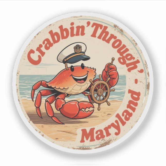 Chesapeake Charm_ Maryland Crab Captain Vintage  Sticker (Front)