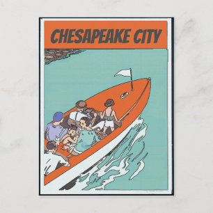 Chesapeake City, Boat Ride, Vintage Style Postcard