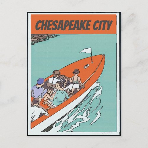 Chesapeake City Boat Ride Vintage Style Postcard