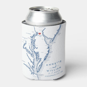Chesapeake City Maryland Modern Wedding Can Cooler