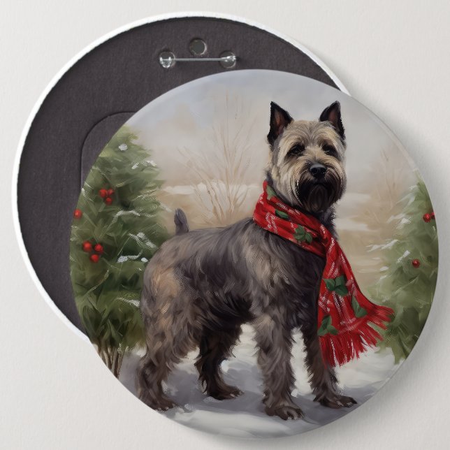 Chesapeake Dog in Snow Christmas Button (Front & Back)