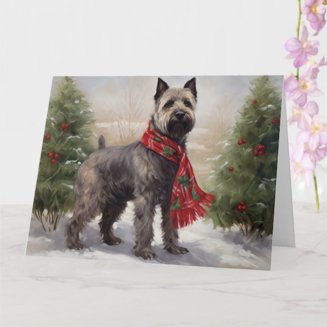 Chesapeake Dog in Snow Christmas Card (Orchid)
