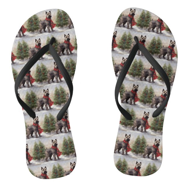 Chesapeake Dog in Snow Christmas Flip Flops (Footbed)