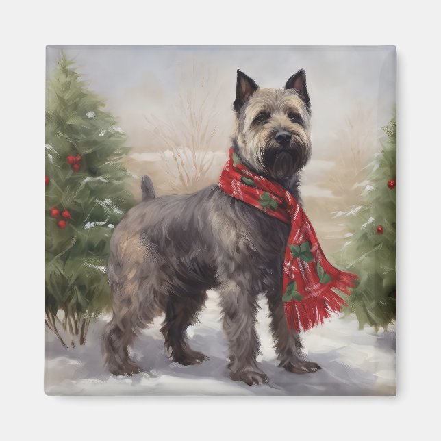 Chesapeake Dog in Snow Christmas Magnet (Front)