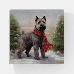 Chesapeake Dog in Snow Christmas Paperweight