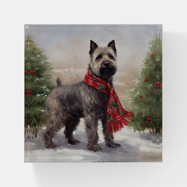 Chesapeake Dog in Snow Christmas Paperweight (Front)
