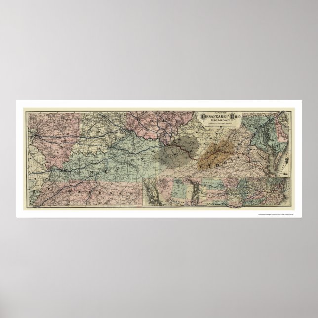 Chesapeake & Ohio Railroad Map 1873 Poster (Front)