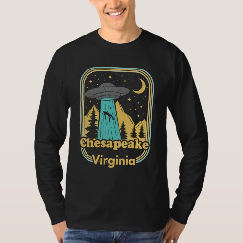 Chesapeake Virginia Ufo Alien 80s Retro Vintage St T_Shirt