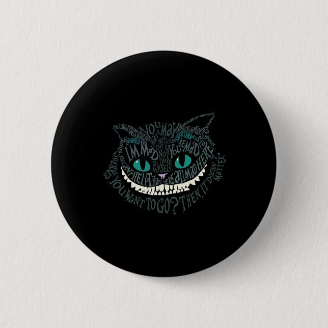 Cheshire Alice Cat Were All Mad Here Wonderland Ho Button (Front)