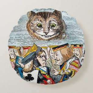Cheshire Cat, 1865 Round Pillow