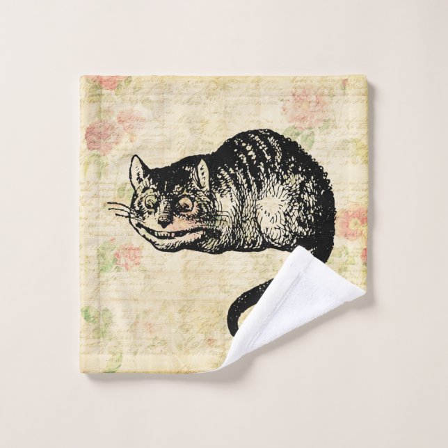 Cheshire Cat Alice in Wonderland Art Illustration Wash Cloth (Wash Cloth)
