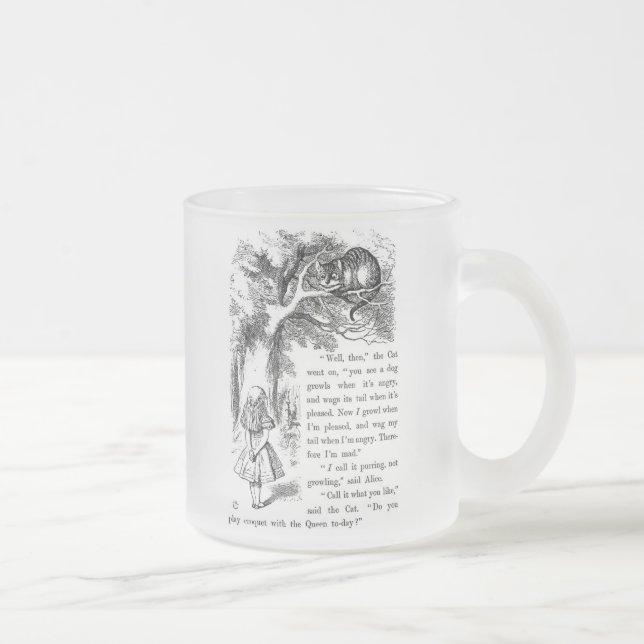 Cheshire cat , “ Alice in Wonderland ” Frosted Glass Coffee Mug (Right)