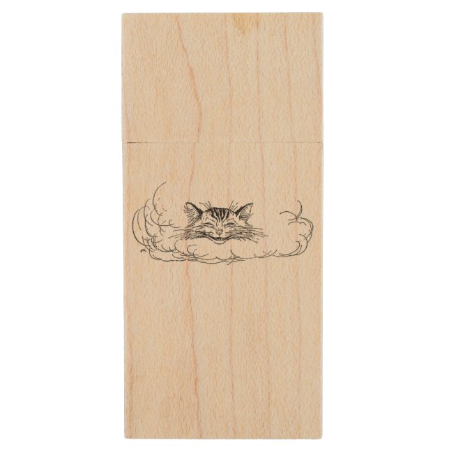 Cheshire Cat (Alice in Wonderland) Wood Flash Drive (Front Vertical)