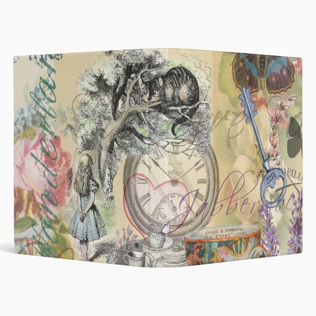 Cheshire Cat Alice Wonderland Classic 3 Ring Binder (Background)