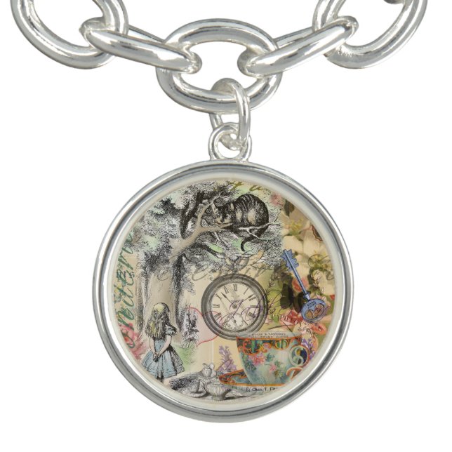 Cheshire Cat Alice Wonderland Classic Charm Bracelet (Design)