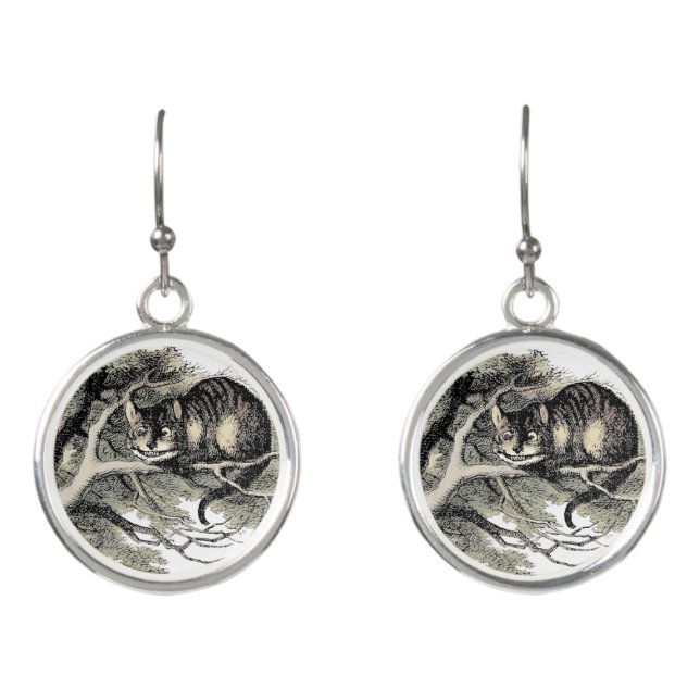 Cheshire Cat Alice Wonderland Classic Earrings (Front)