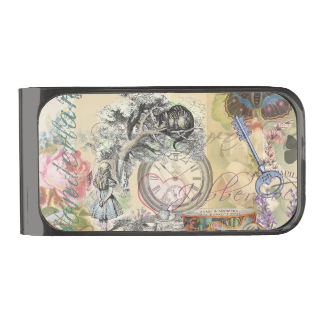 Cheshire Cat Alice Wonderland Classic Gunmetal Finish Money Clip (Front)